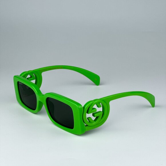 Gucci GG1325S 009 BRAND NEW Sunglasses Acid Green Grey Rectangle Unisex - Picture 8 of 12